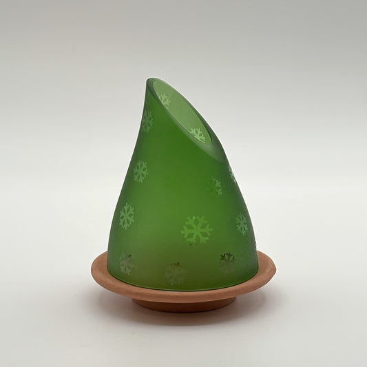 Upcycled Glass Lantern - Snowflakes Side Cut