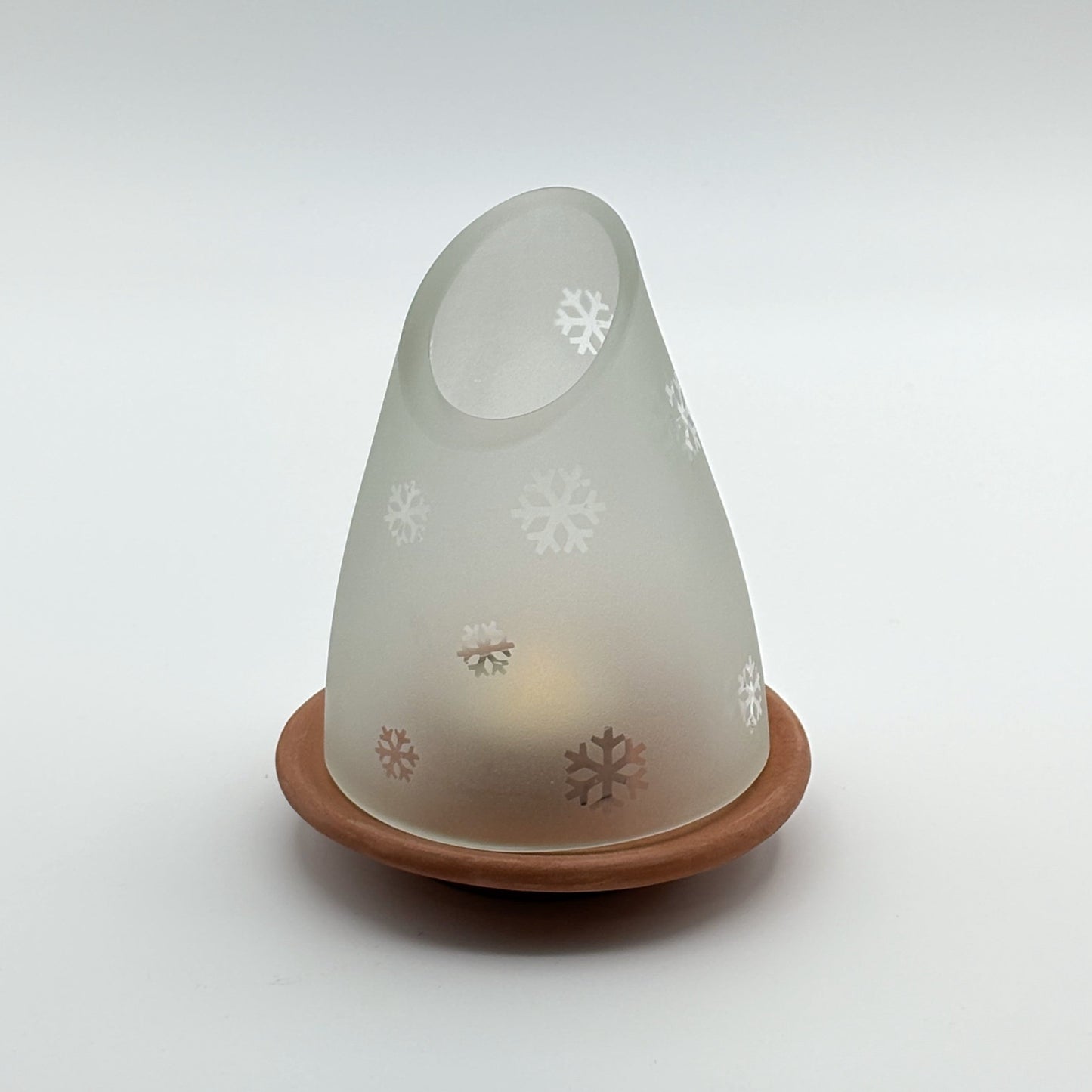 Upcycled Glass Lantern - Snowflakes Side Cut