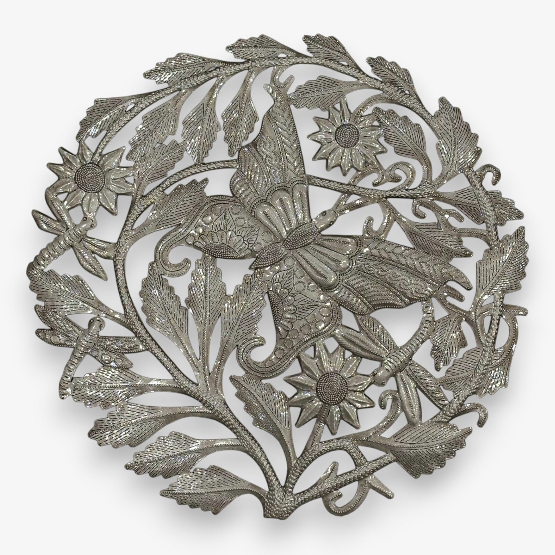 Metal Butterfly and Flowers Wall Decor