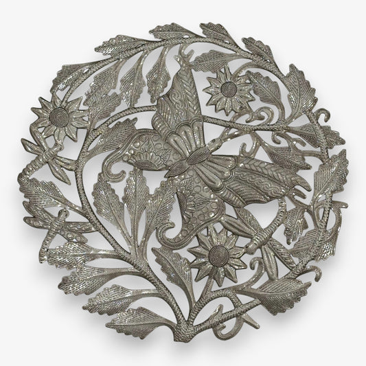 Metal Butterfly and Flowers Wall Decor