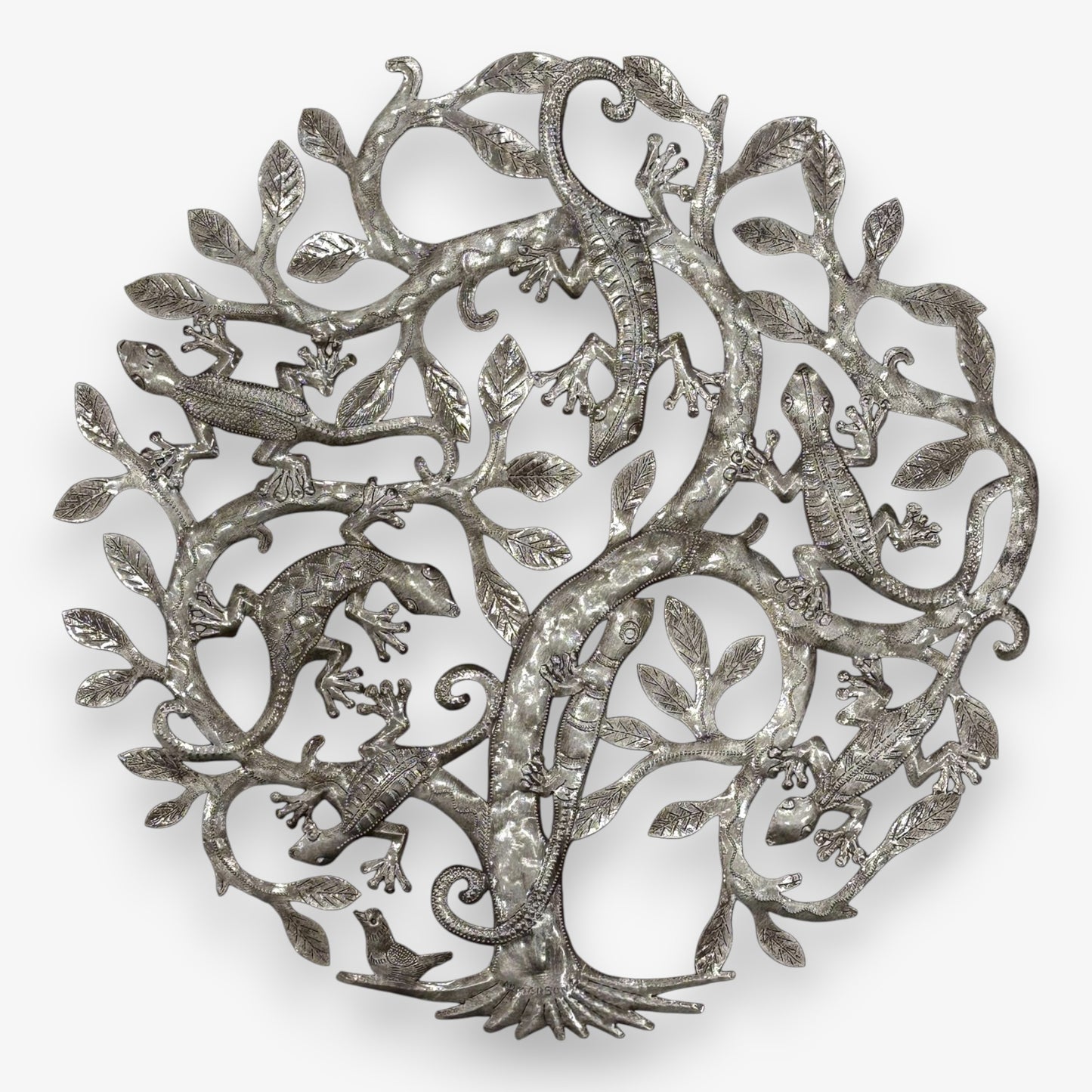 Metal Tree with Geckos Wall Decor 23"