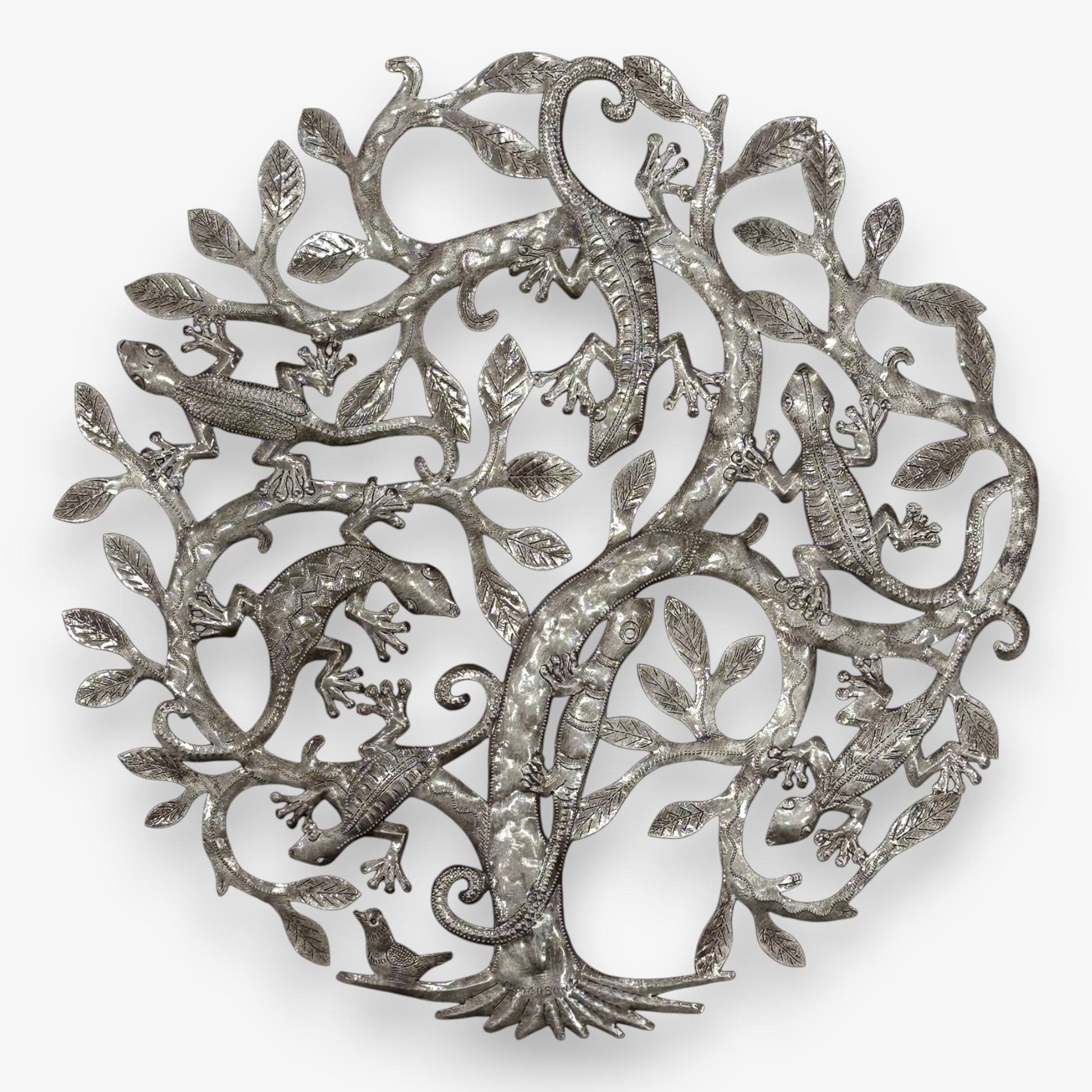 Metal Tree with Geckos Wall Decor 23"
