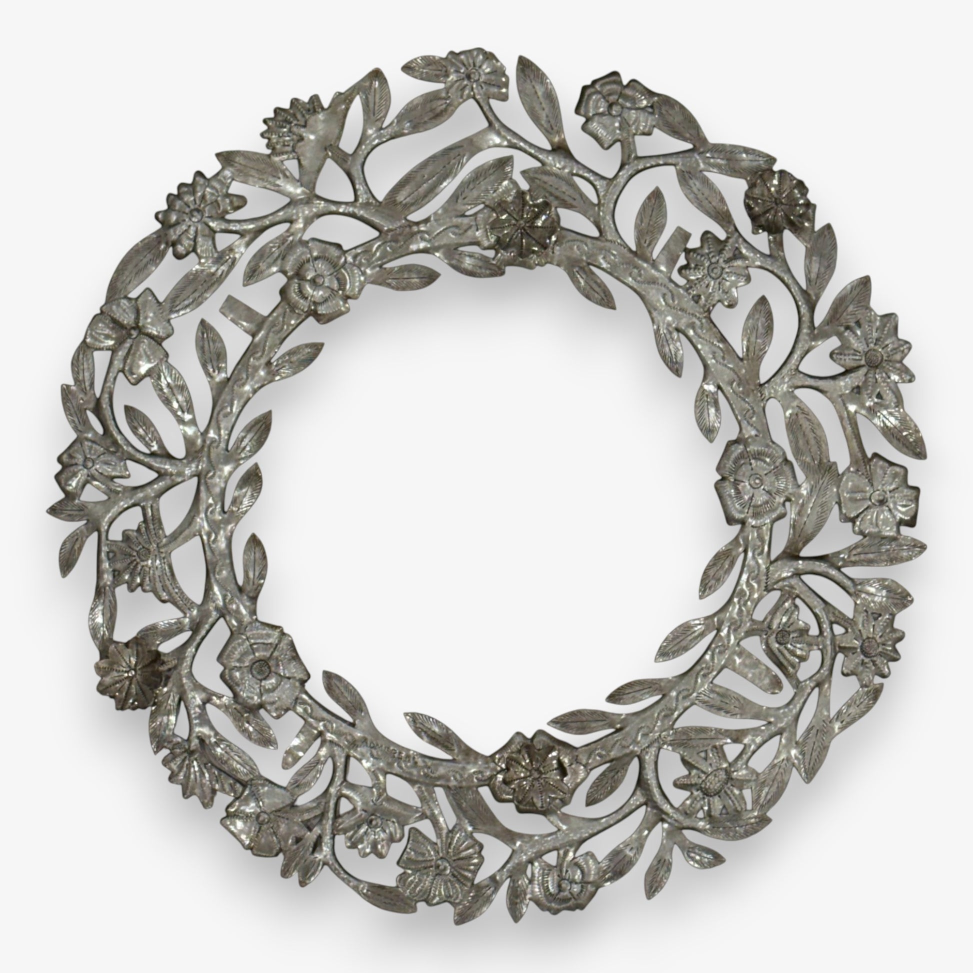 Metal Flowers Mirror Frame 23"