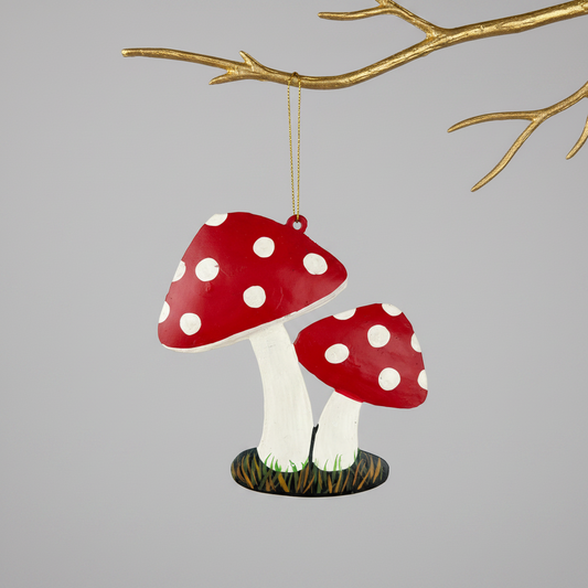 Upcycled Metal Ornament and Magnet - Mushroom