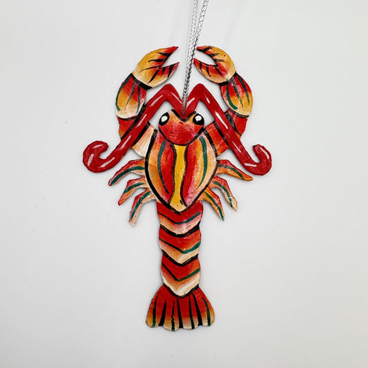 Eco-friendly handcrafted upcycled metal lobster ornament, fair trade ethically handmade, sustainable