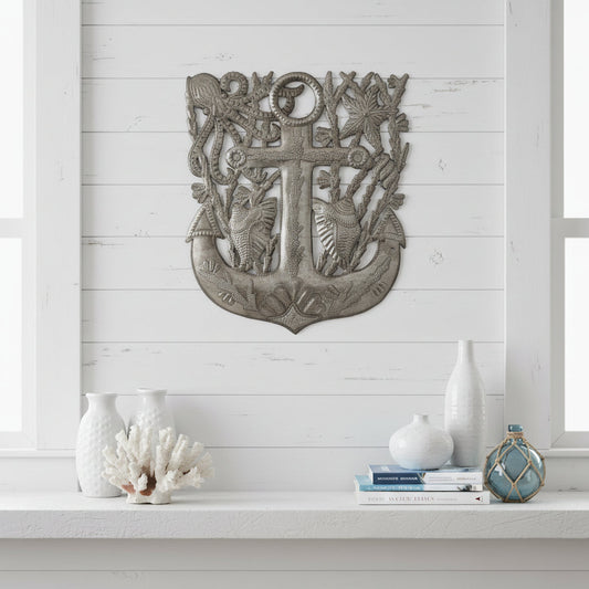 Ethically Handcrafted Upcycled Metal Anchor Wall Decor, Fair Trade, Sustainable, Eco-friendly