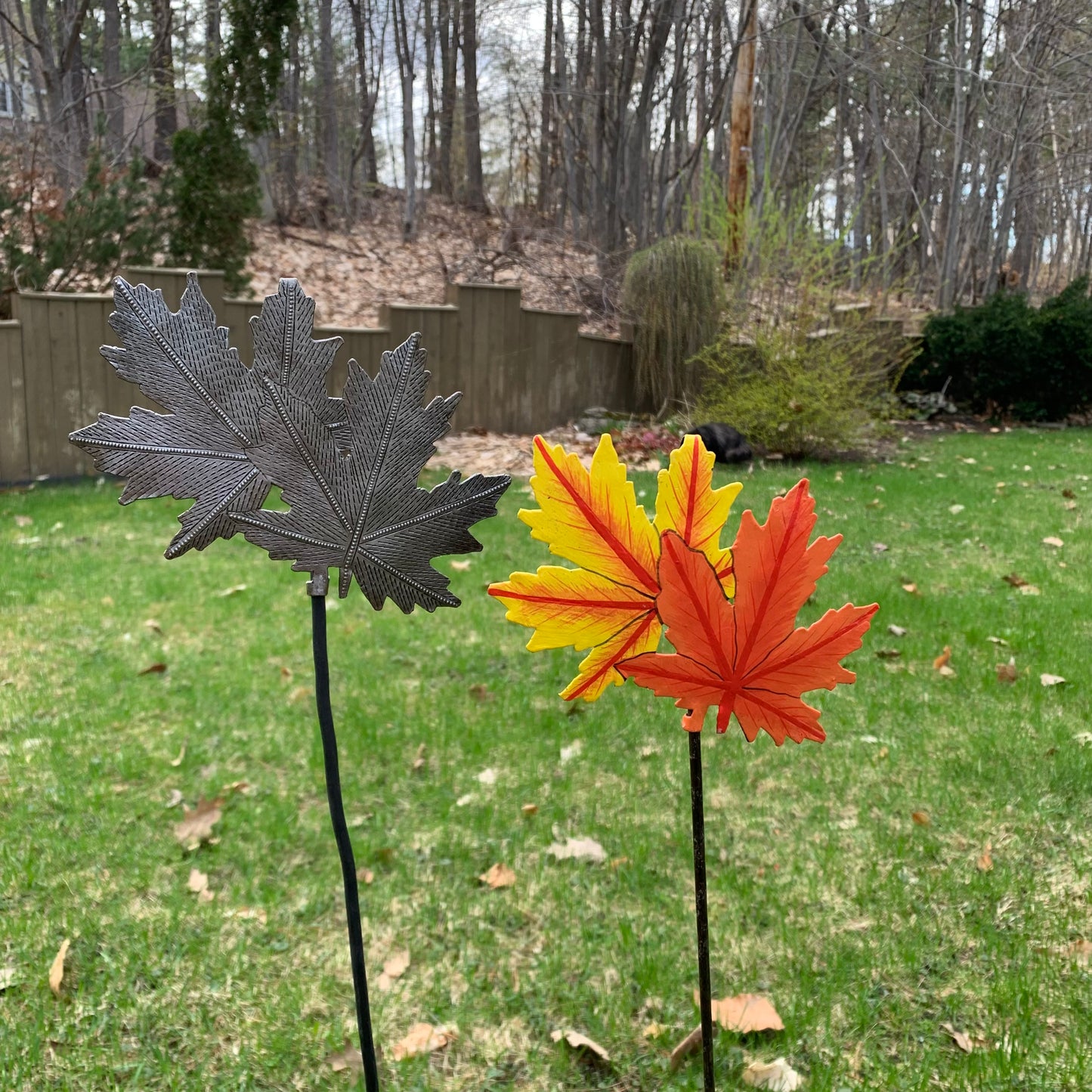 Garden Stake - Maple Leaf Orange Tones