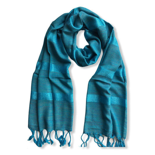 Helyat Handwoven Scarf - Variegated Turquoise