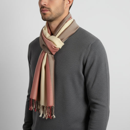 Wide Striped Handwoven Bamboo Viscose Scarf - Brick & Brown: Earthy Tones, fair trade, ethically made