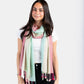 Wide Striped Handwoven Bamboo Viscose Scarf - Pink & Pistachio