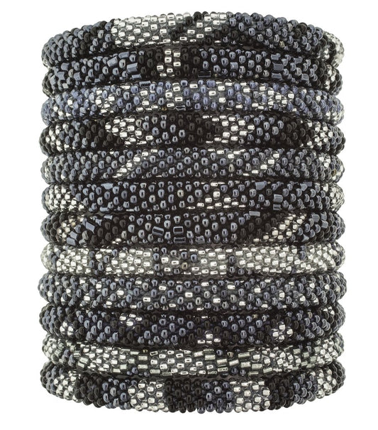 Fair Trade Roll-On Beaded Bracelets - Slate - Dandarah, Ethical Sustainable Fashion