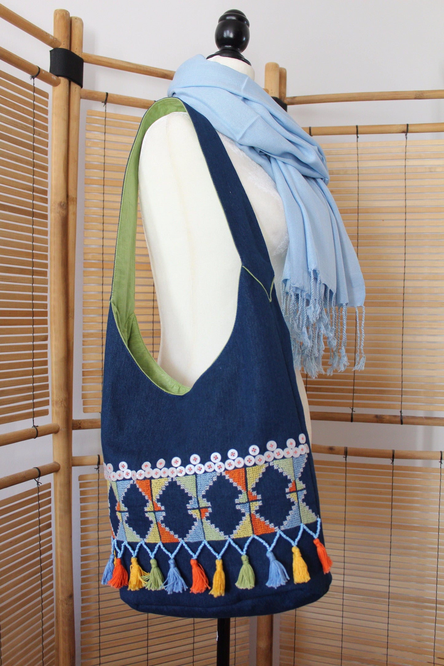 Bahga Arish Handcrafted Shoulder Bag - Navy Blue Jeans