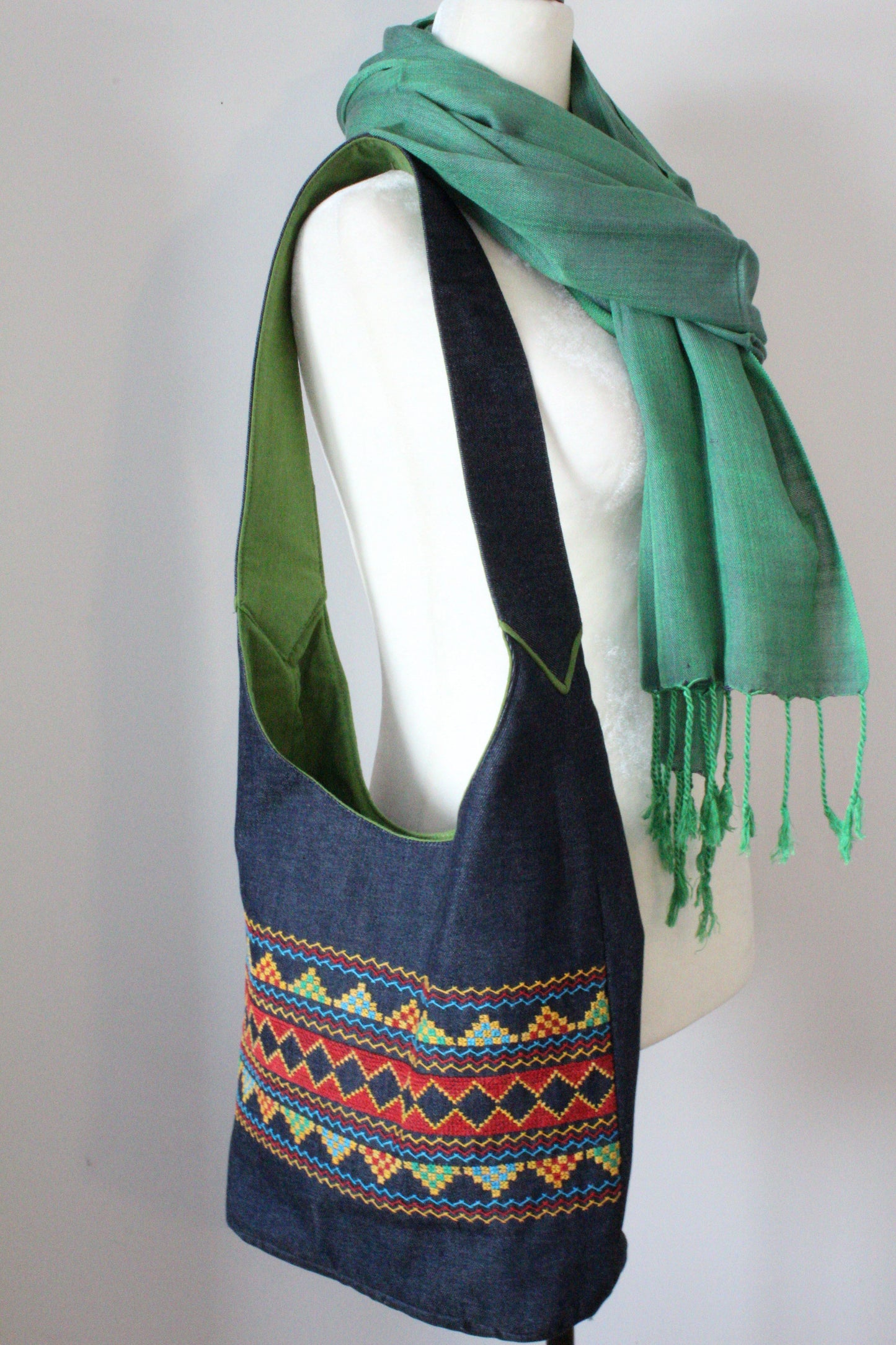 Bahga Handcrafted Shoulder Bag - Navy Blue Jeans