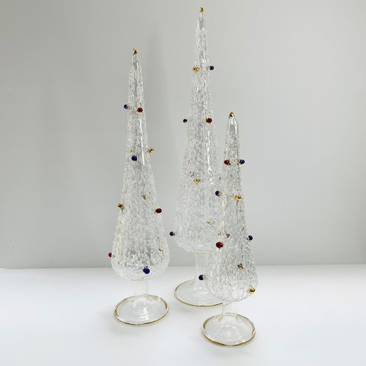 Blown Glass Tabletop Christmas Tree White with Colors