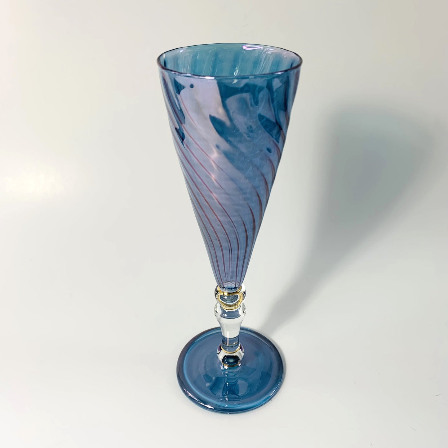 Blown Glass Long Stem Champagne Flute - Iridescent
