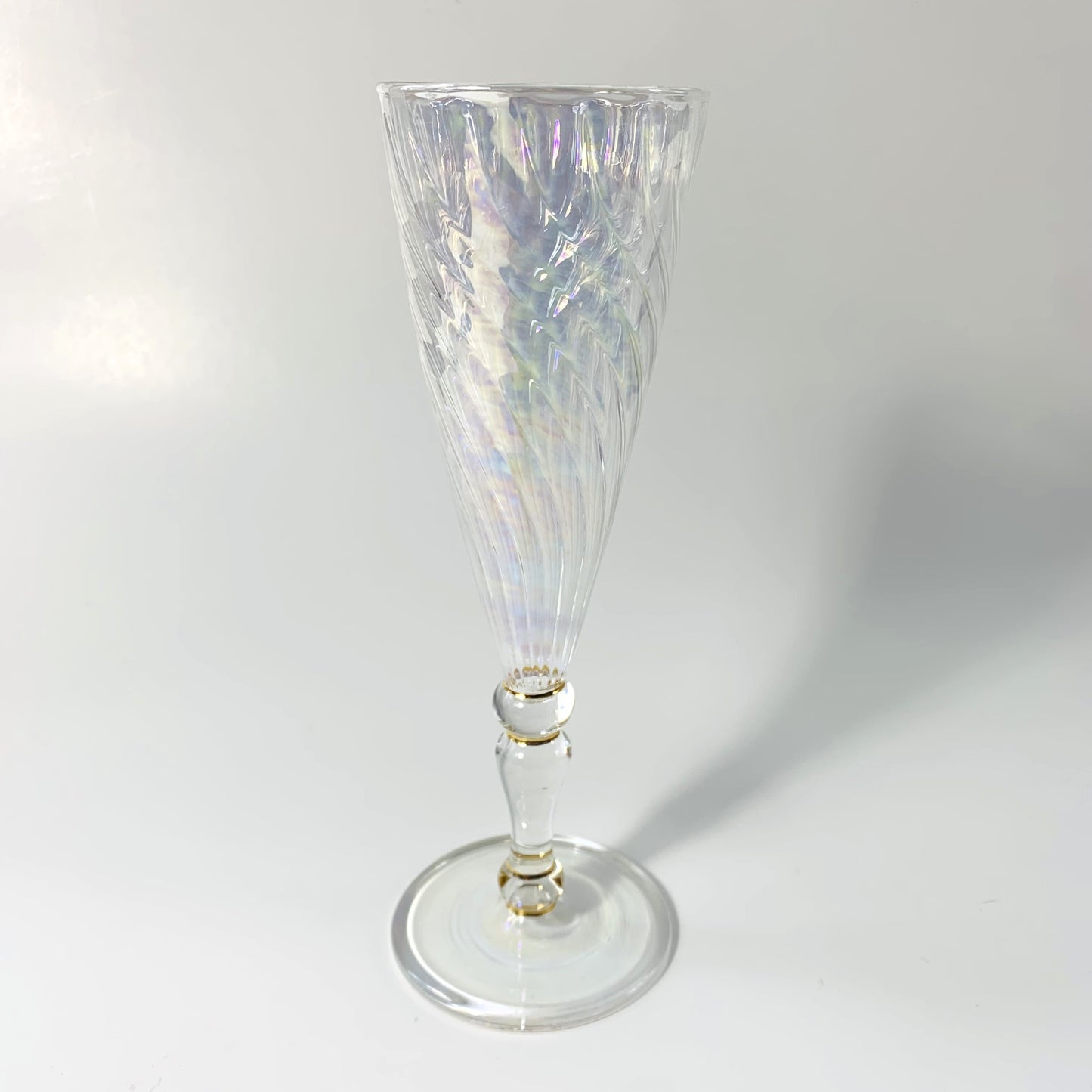Blown Glass Long Stem Champagne Flute - Iridescent