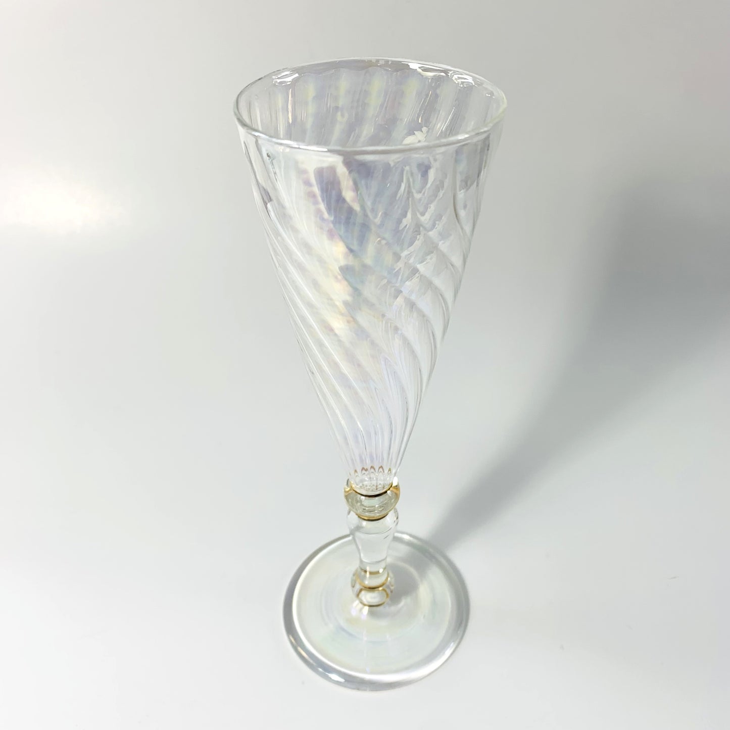 Blown Glass Long Stem Champagne Flute - Iridescent