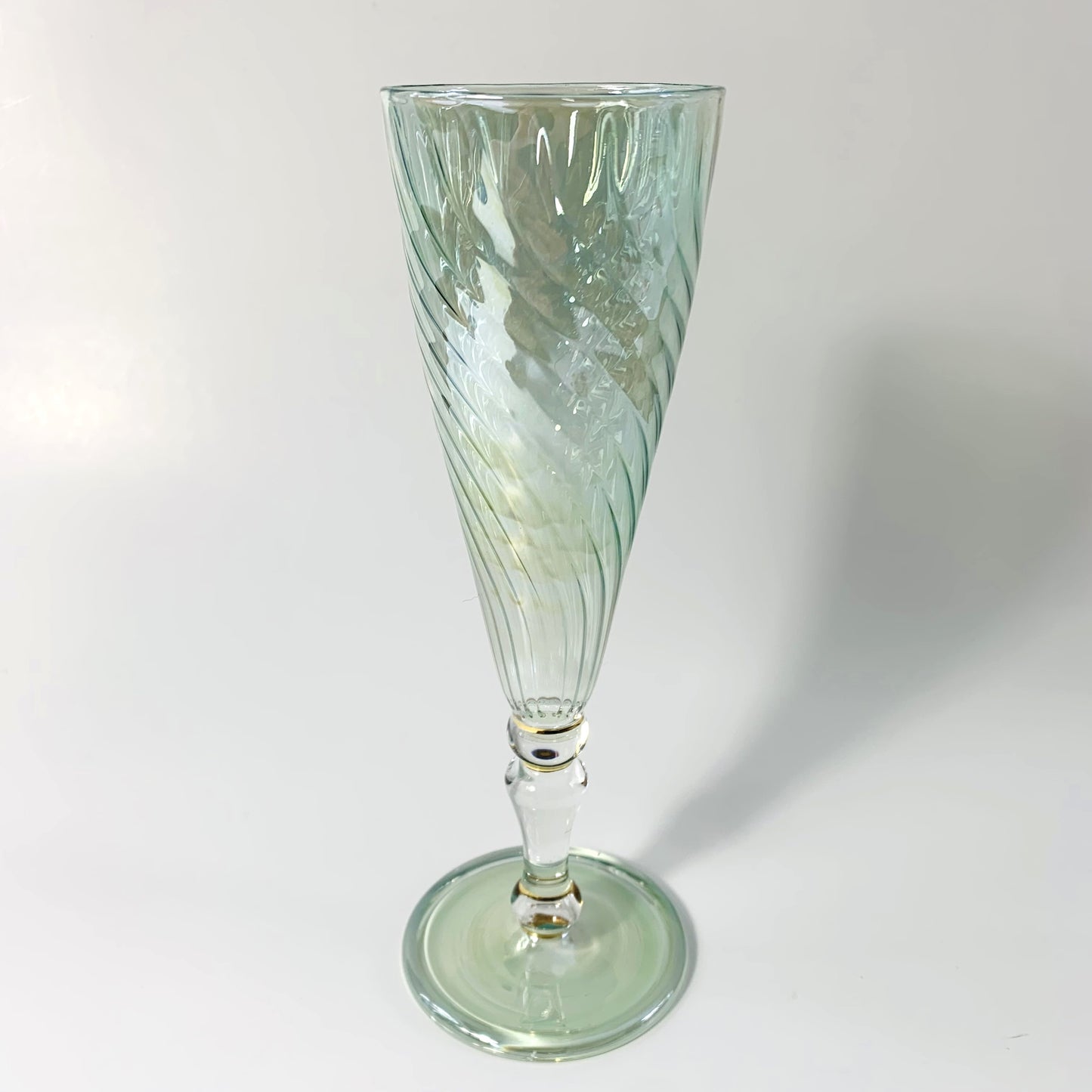 Blown Glass Long Stem Champagne Flute - Iridescent