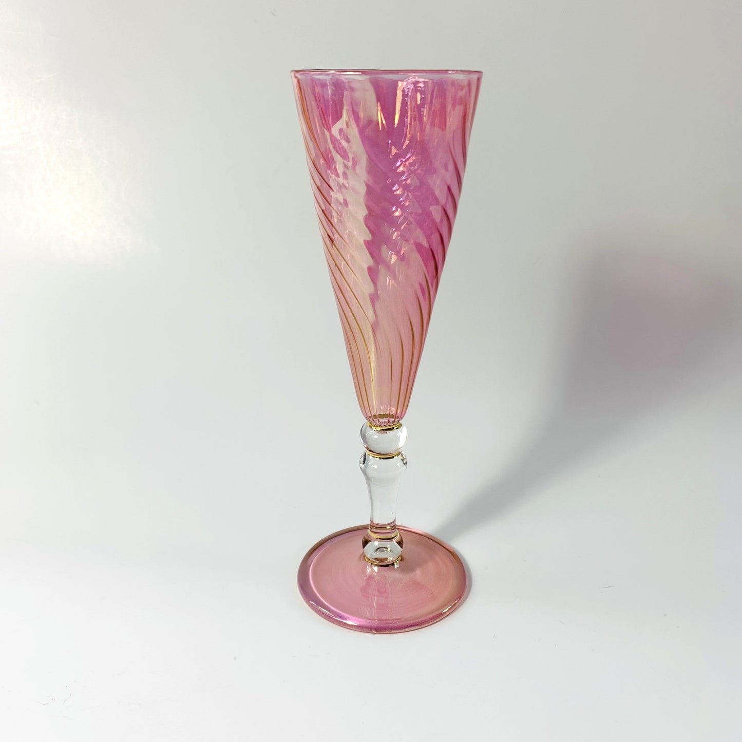 Blown Glass Long Stem Champagne Flute - Iridescent