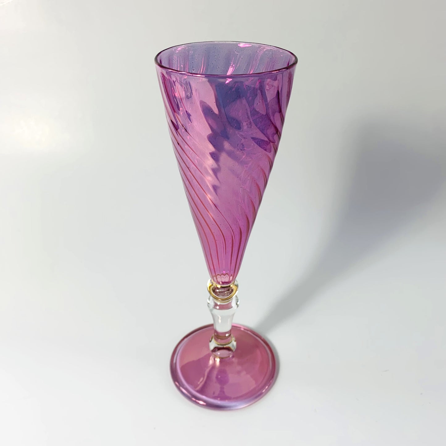 Blown Glass Long Stem Champagne Flute - Iridescent