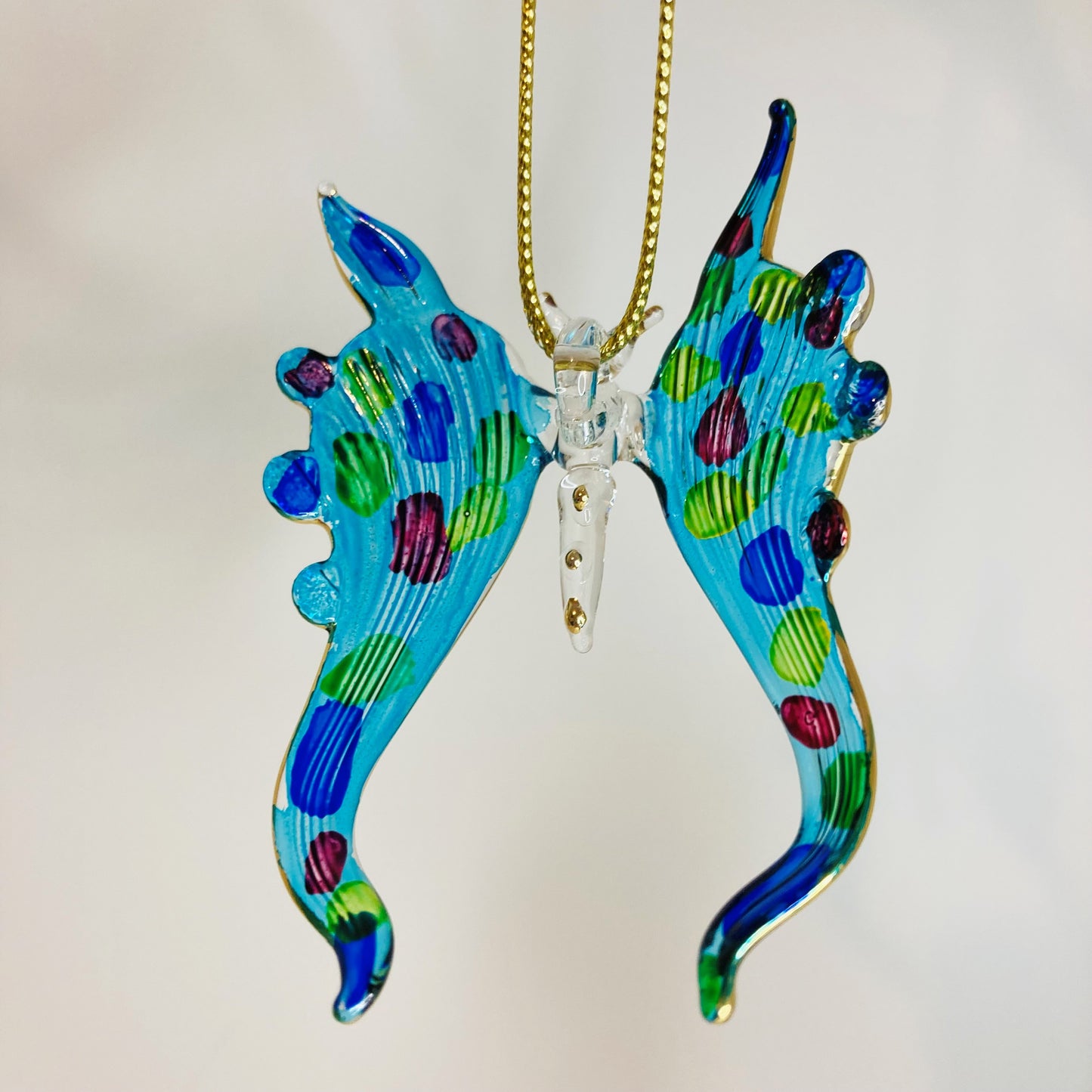 Blown Glass Ornament - Butterfly Turquoise