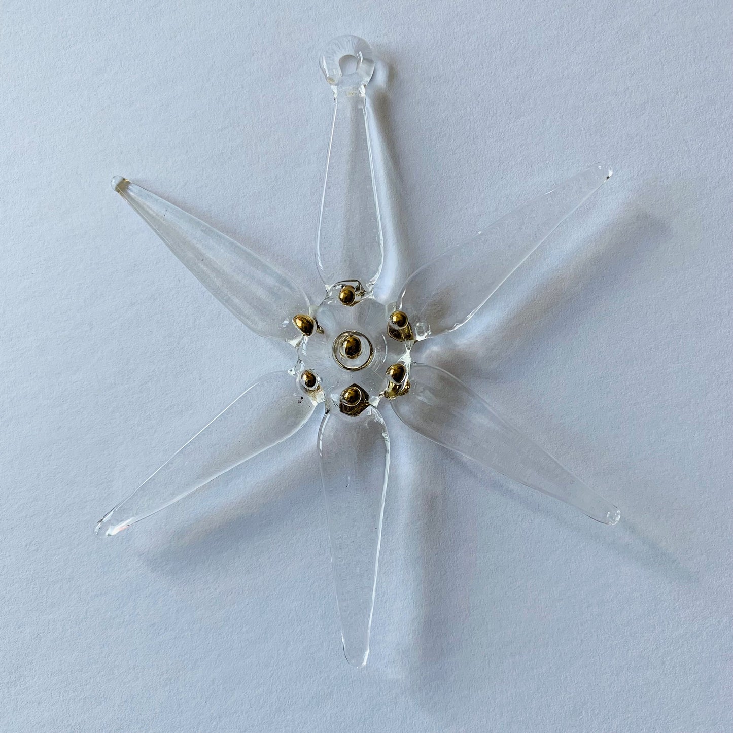 Blown Glass Ornament - Snow Flake: Clear