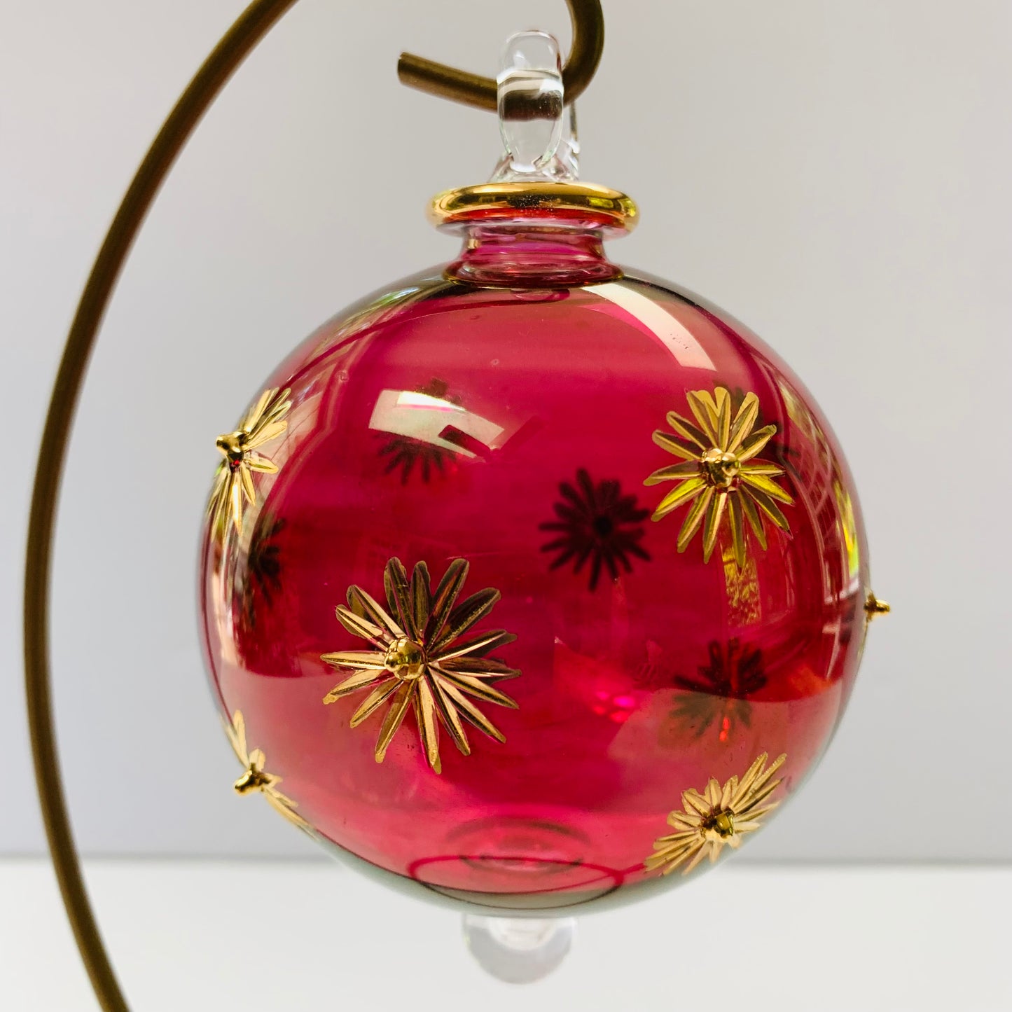 Blown Glass Ornament - Starry Red Sky
