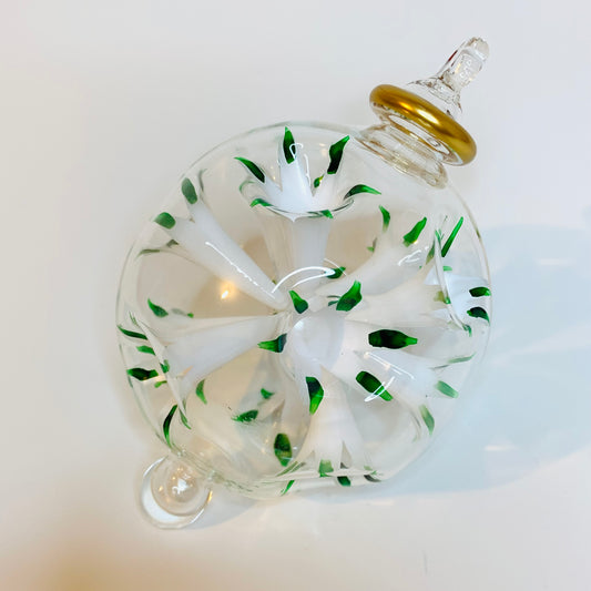 Blown Glass Ornament - Blossoms White