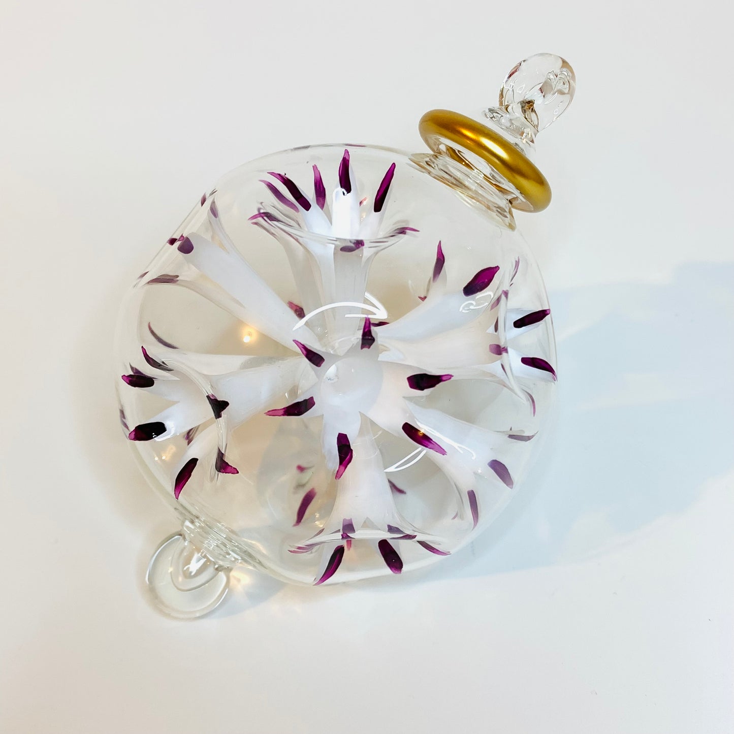 Blown Glass Ornament - Blossoms White