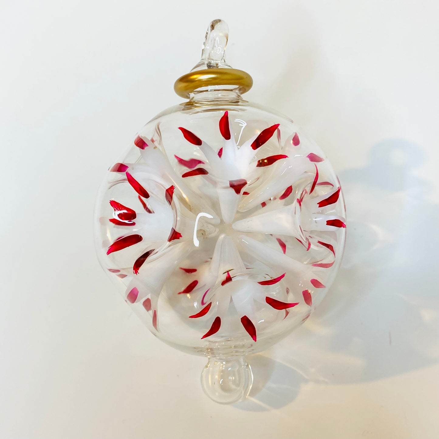 Blown Glass Ornament - Blossoms White