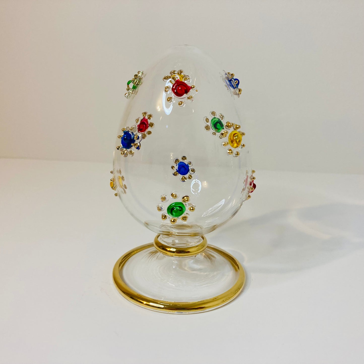 Blown Glass Tabletop Egg - Colored Gems