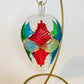 Blown Glass Egg Ornament - Palm Leaves Red, Green & Blue