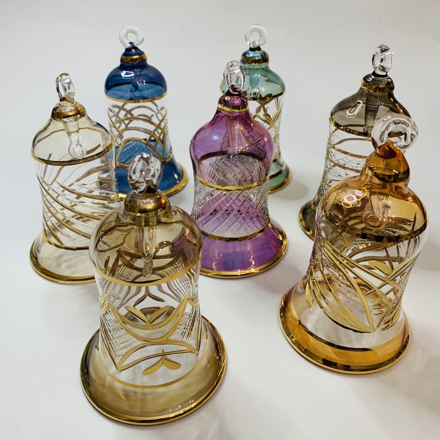 Blown Glass Ornament - Engraved Bell