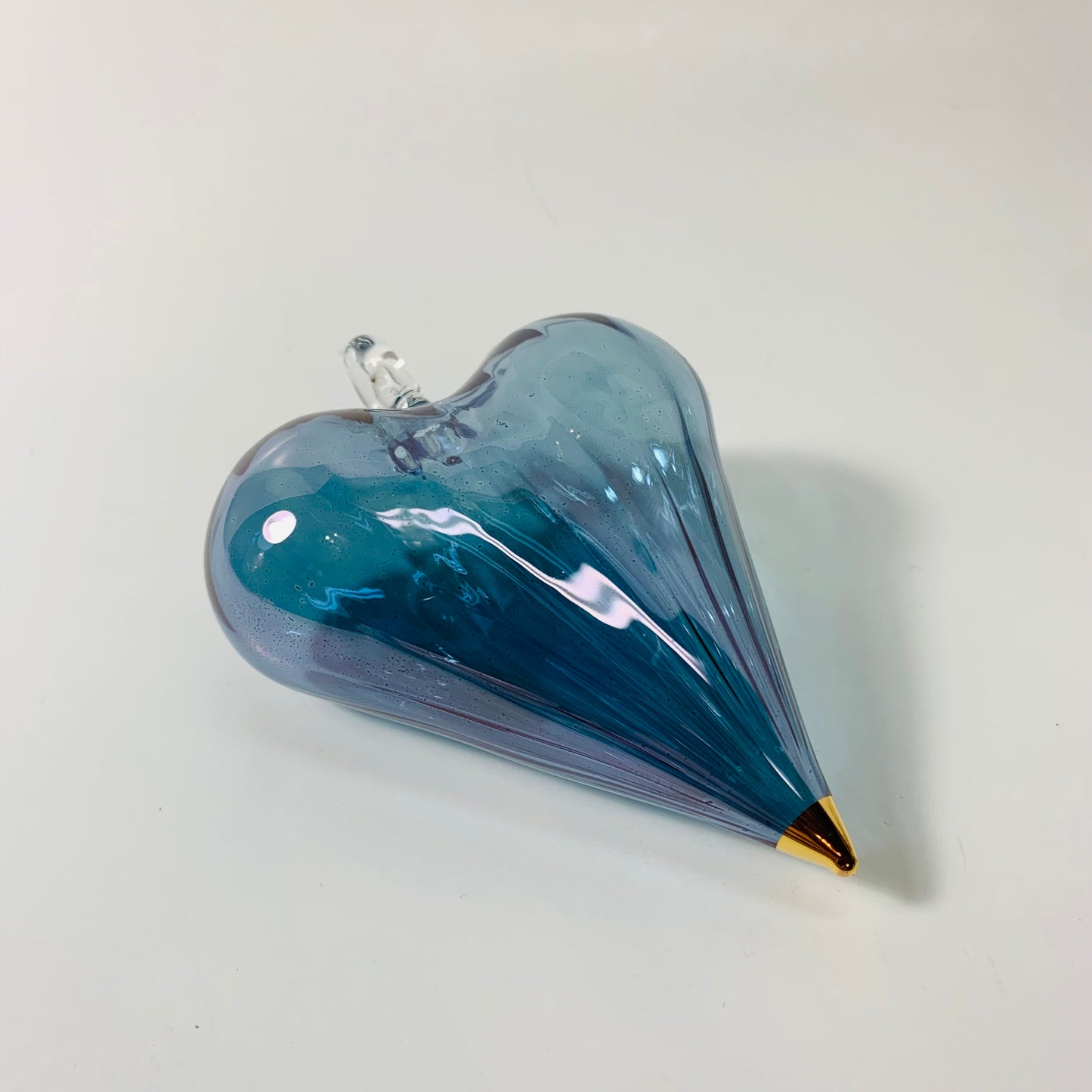 Blown Glass Ornament - Heart: Light Blue