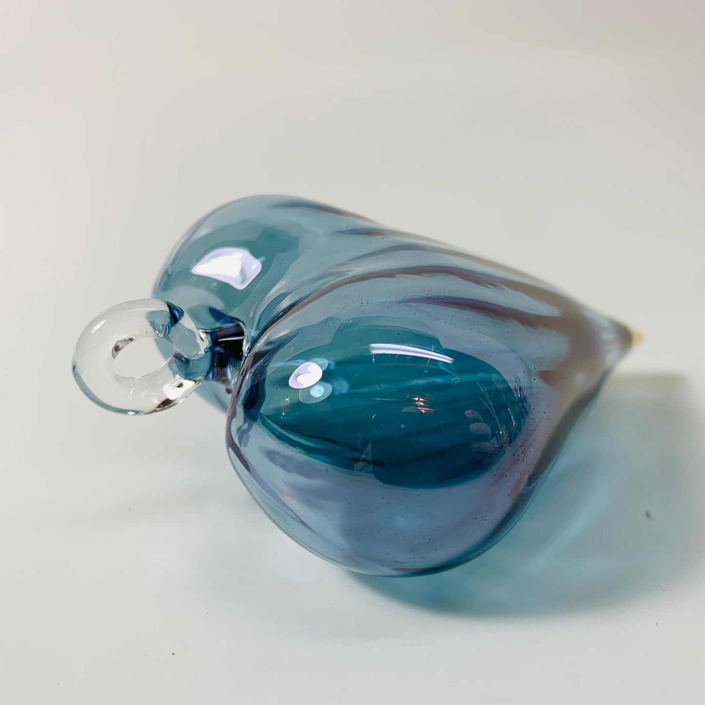 Blown Glass Ornament - Heart: Light Blue