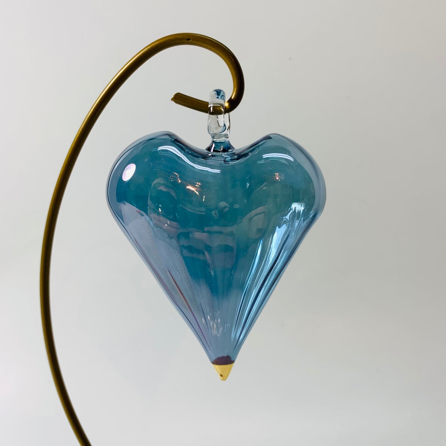 Blown Glass Ornament - Heart: Light Blue