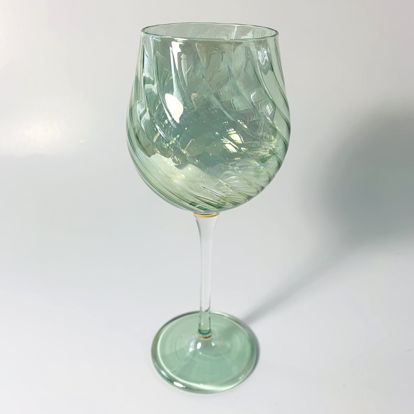 Blown Glass Long Stem Wine Glass - Iridescent