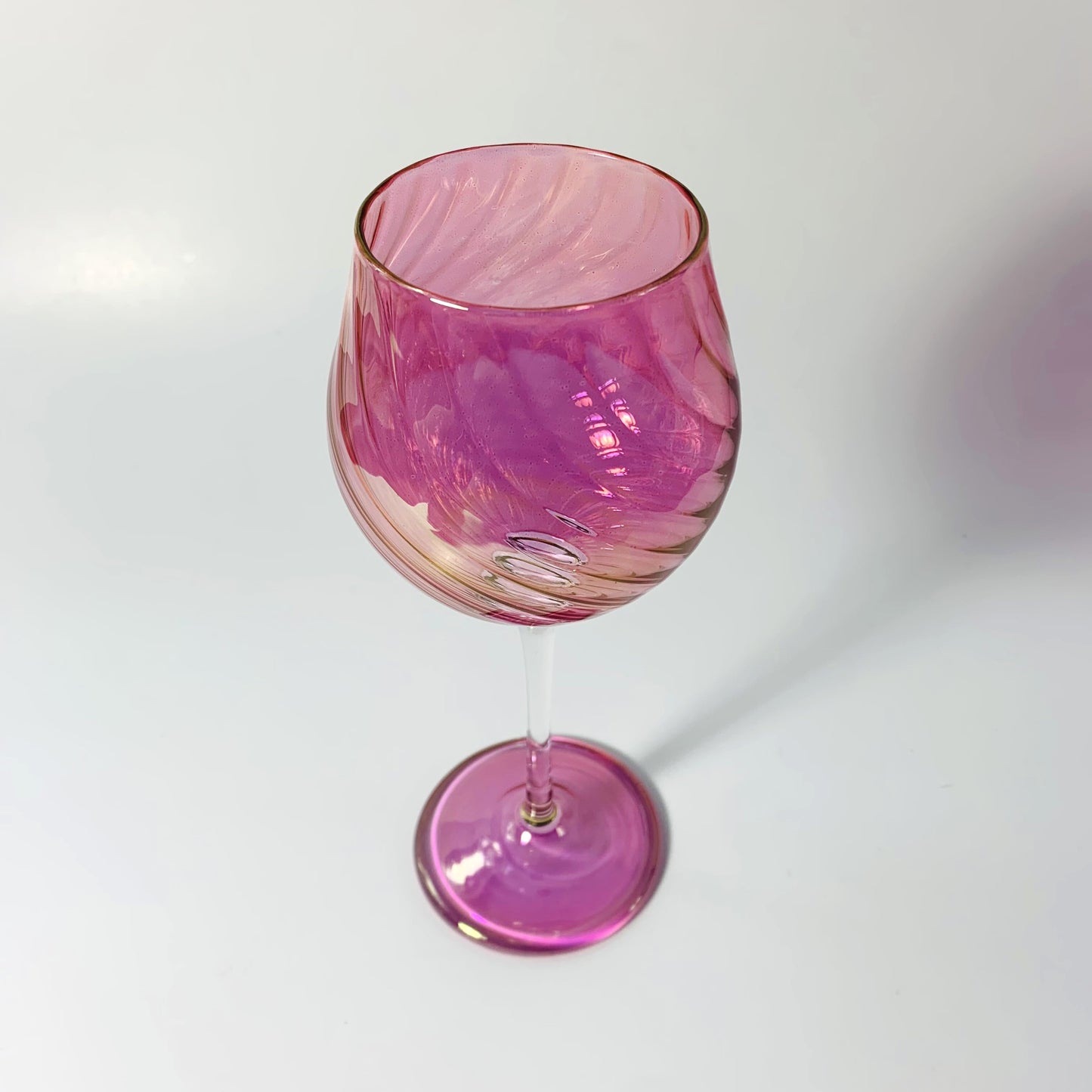Blown Glass Long Stem Wine Glass - Iridescent