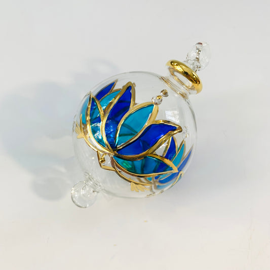 Blown Glass Ornament - Blue Lotus