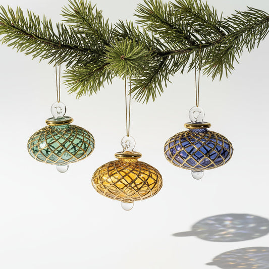 Blown Glass Small Ornament - Diamond Toupie