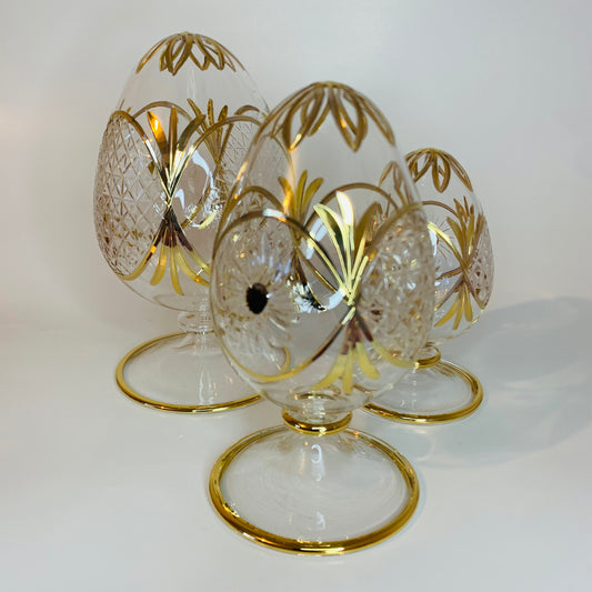Blown Glass Tabletop Egg Handcrafted With Gold