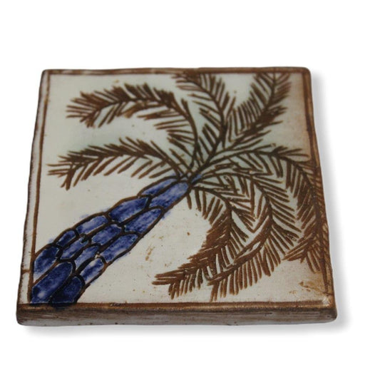 Pottery Coaster - Inclined Palm Tree
