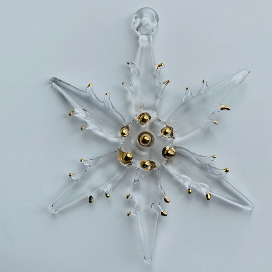 Blown Glass Ornament - Snow Flake: Clear