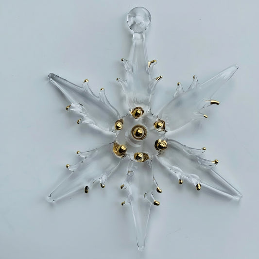Handmade Glass Ornament - Snow Flake: Clear