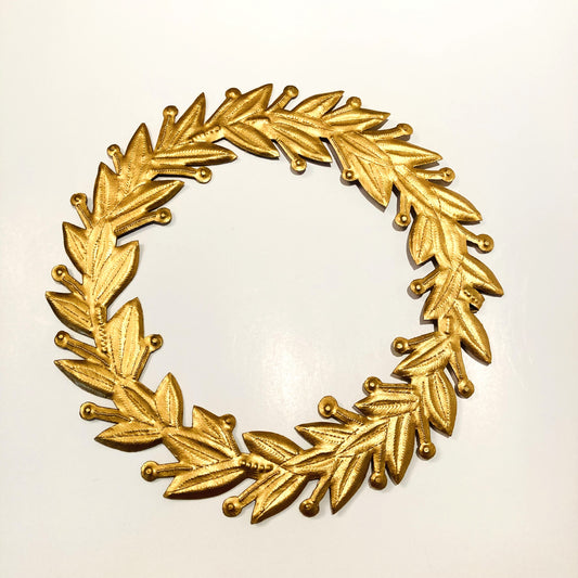 Fair Trade Upcycled Metal Gold Laurel Wreath Wall Decor, Ethically Handmade