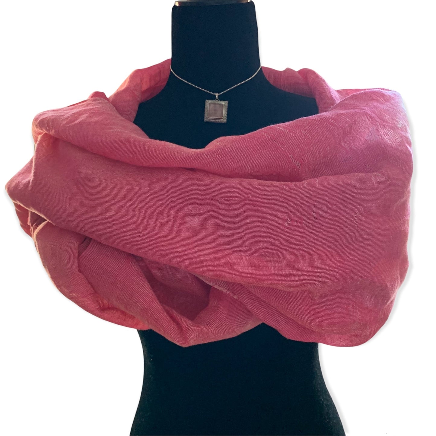 Linen Handwoven Scarf - Pink