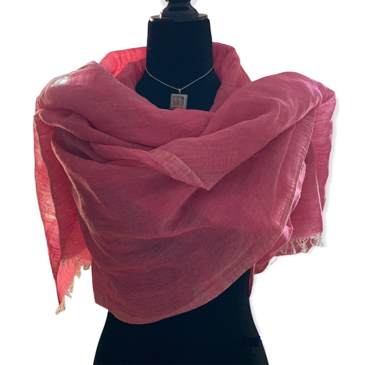Linen Handwoven Scarf - Pink