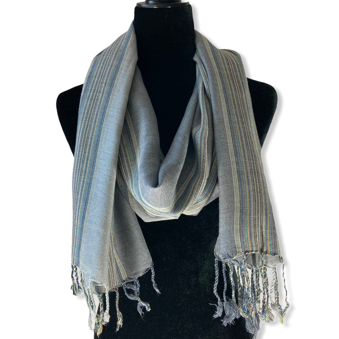 Striped Handwoven Scarf - Shades of Gray