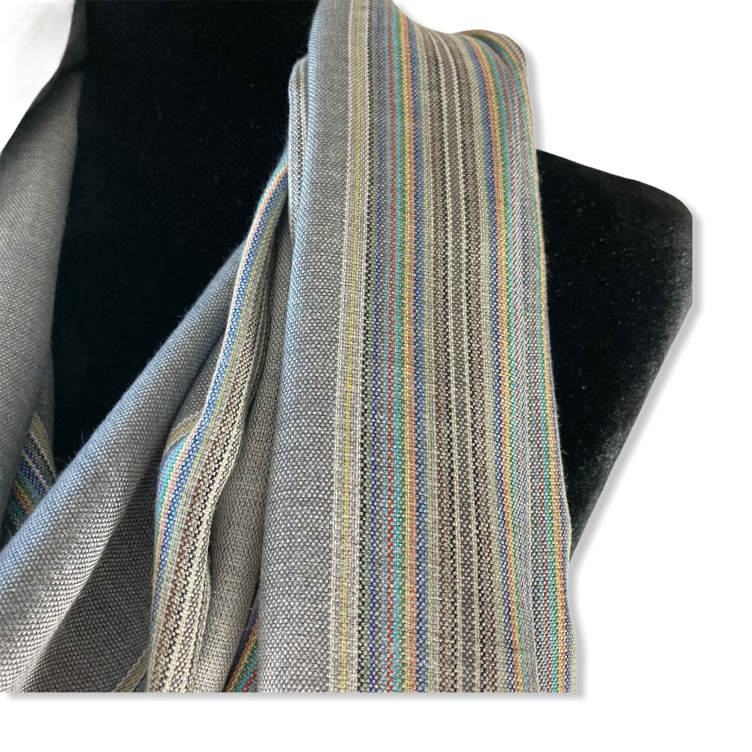 Striped Handwoven Scarf - Shades of Gray