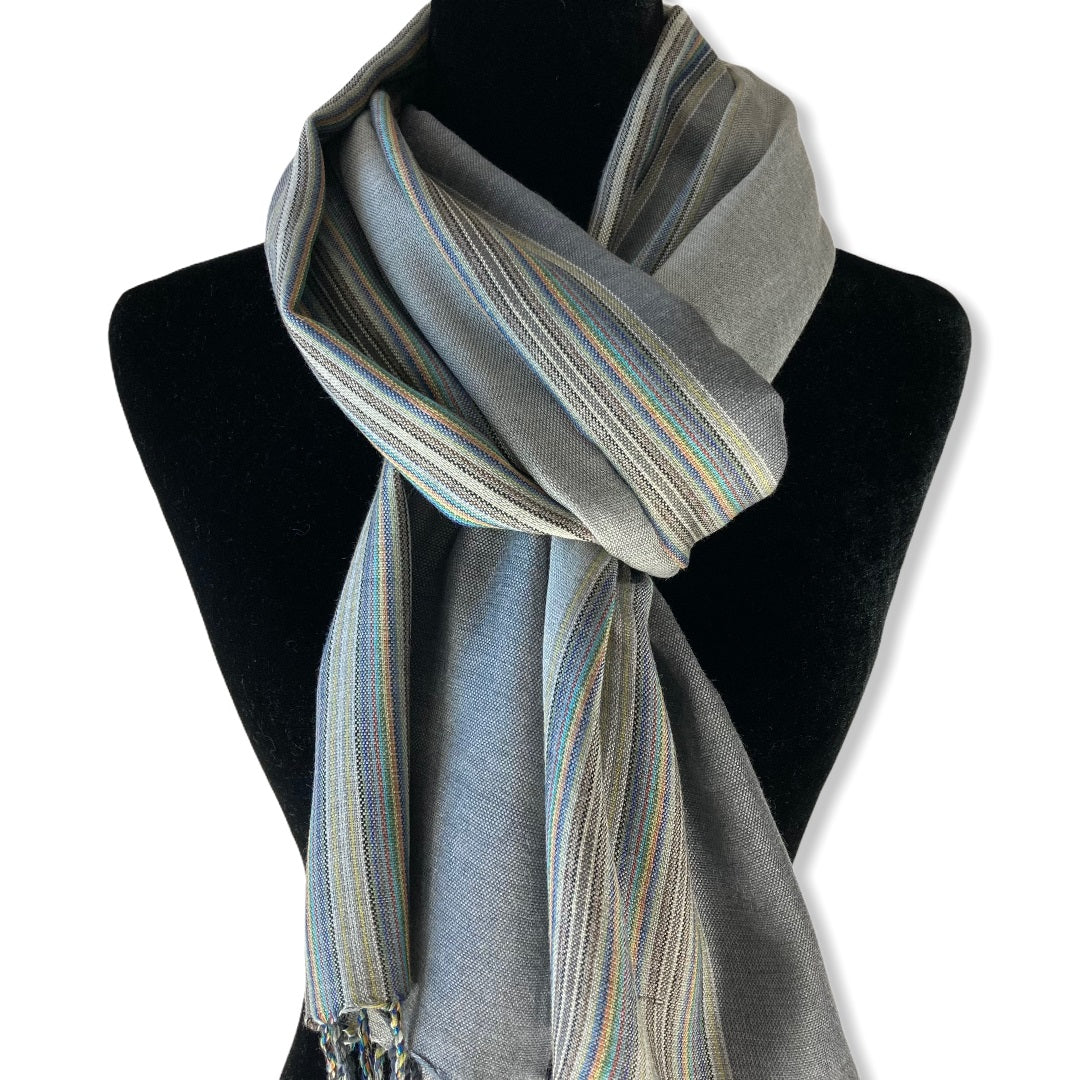 Striped Handwoven Scarf - Shades of Gray